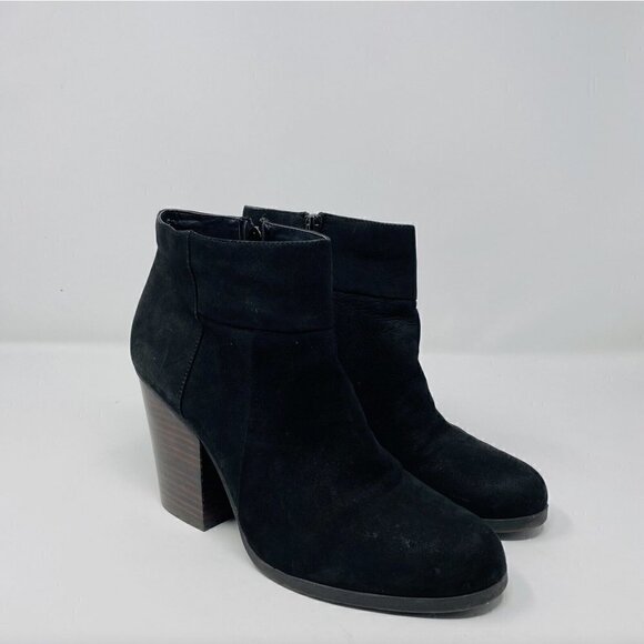 Kenneth Cole Reaction Sz 10 Genuine Suede Chunky Heel Might Be Ankle Boots Black - Picture 1 of 7